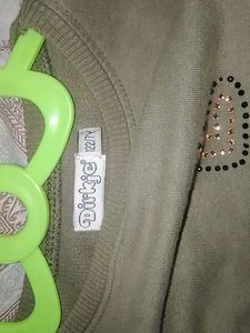 Olive Green Heart Applique Top