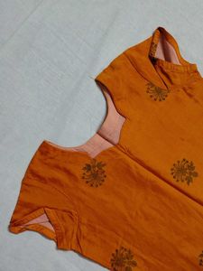 ❗ CLEARANCE ❗Orange Printed Silk Kurta