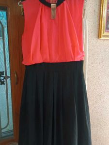 Peach Black Long Dress