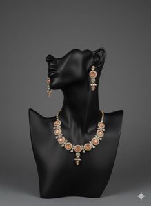 Peach Kundan Mix Jewellery Set