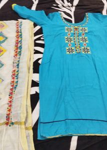 A very new beautiful blue Kurta Pant Dupptaa Set B