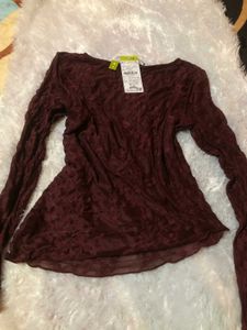 Burgundy Lace Top