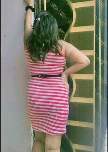 Pink Striped Mini Dress