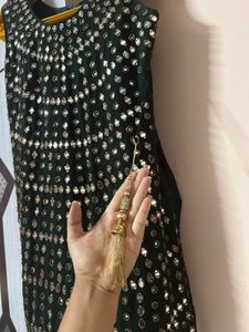 GREEN MIRROR WORK SHARARA KURTI