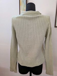 Ribbed Knit Polo Top