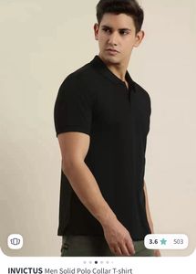 INVICTUS Solid Black Polo T-shirt For Men