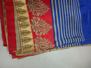 Elegant Blue &amp; Red Saree