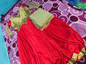 Elegant Red &amp; Gold Party Dress