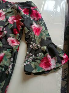 Black Floral Print Dress