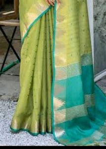 Elegant Green &amp; Gold Saree