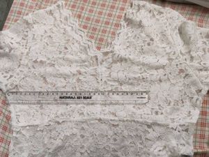 HERE &amp; NOW White Lace Long Sleeve Crop Top Women