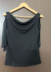 Chic Black Tie-Shoulder Top