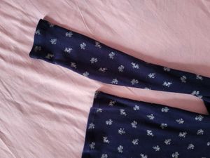 H&amp;M Navy Blue  Floral Long Sleeve Top