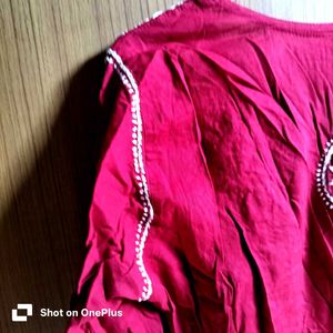 once worn Dark maroonish-red chicken work Embroide