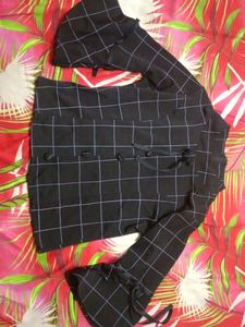 Checkered Bell Sleeve Top