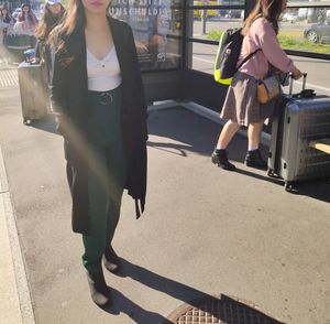 Beautiful White Top With Green Trousers