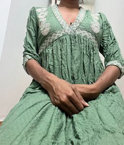 V Neck Flared Kurtha