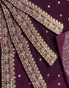 Elegant Purple Sequin Saree