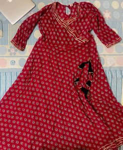 Long Crimson Cotton Gown