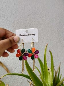 Vibrant Multicolor Floral Dangle Earrings
