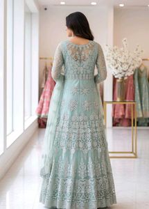 Elegant Blue Embroidery Gown