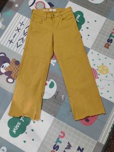 Mango Mustard Wide Leg Jeans
