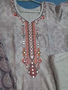 Mirror Work  Kurta Set In Cotton