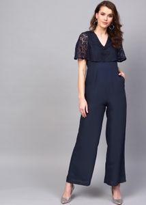 SASSAFRAS Solid Navy Blue Jumpsuit