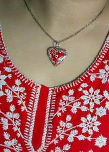 Resin Red &#39;Love&#39; Heart Necklace