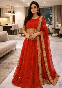 Elegant Red Embroidered Lehenga Choli