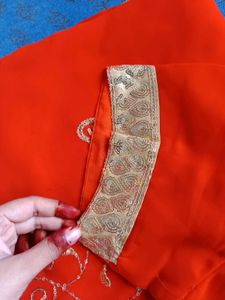 Orange Embroidered Saree