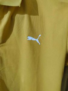 Puma Ferrari Logo Yellow Polo Shirt M