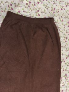 Brown Knit Midi Skirt