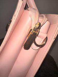 Blush Pink Structured Handbag with Gold Lock