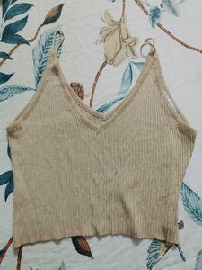 Beige Knit Crop Top