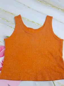 (200)Sparkly Orange Tank Top