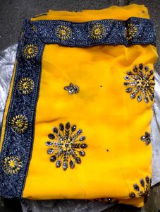 Diwali Offer Bright Yellow Coloured Heavy Saree