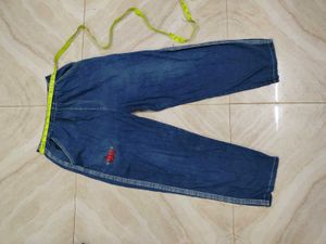 Vintage Denim Pants with Embroidery