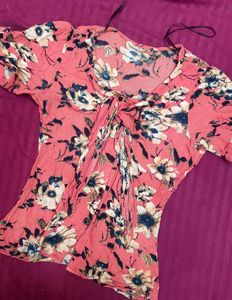 Front Tie Floral Top