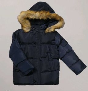 Navy Puffer Coat with Fur Hood New Jecket