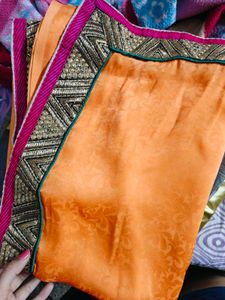 Dutone Orange Silk Saree