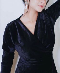 Black Velvet Midi Dress