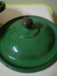 Vintage Green Enamel Teal Pot