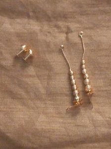 Gold Finish 2 In 1 Earrings