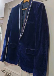 Navy Blue Velvet Blazer