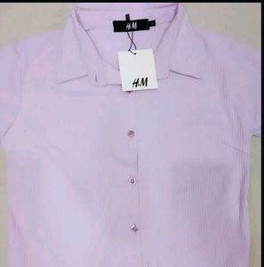H&amp;M Lilac Ribbed Crop Top