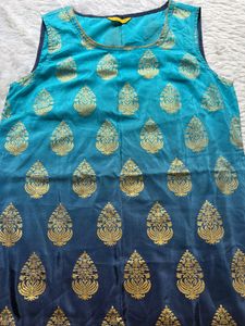 Aurelia Teal &amp; Gold Print Top