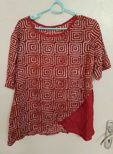 Patterned Maroon Top
