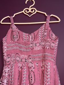 Printed Cotton Dress In Rose Color