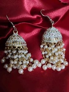 Party Wear Pearl White Jhumka